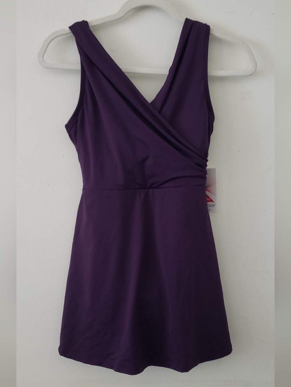 Lands' End Purple V-Neck Wrap Swim Dress One Piece NWT - Size 4P